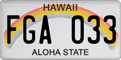 HI license plate FGA033