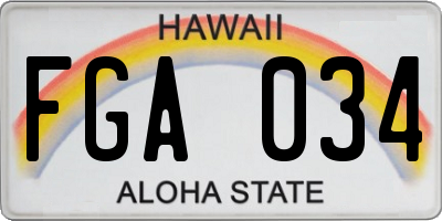 HI license plate FGA034
