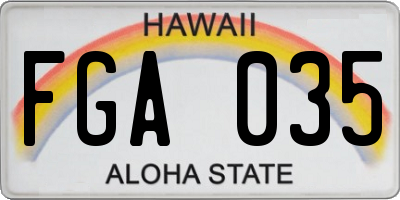 HI license plate FGA035