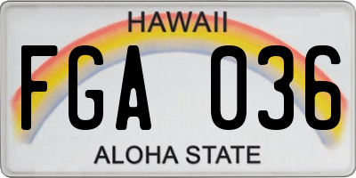 HI license plate FGA036