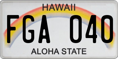 HI license plate FGA040