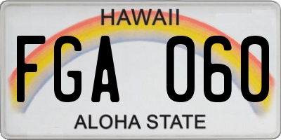 HI license plate FGA060