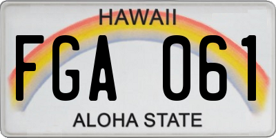 HI license plate FGA061