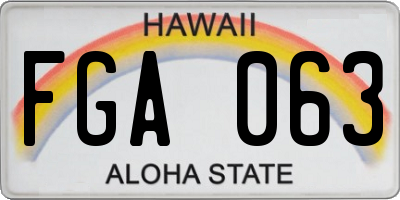 HI license plate FGA063