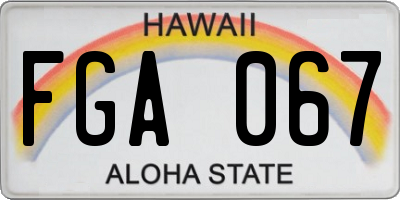 HI license plate FGA067