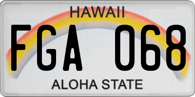 HI license plate FGA068