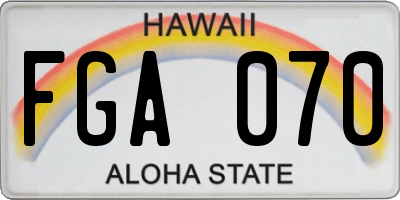 HI license plate FGA070