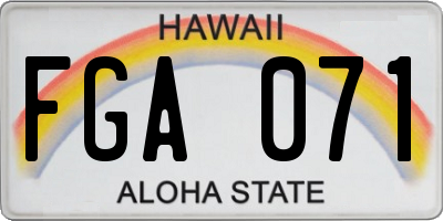 HI license plate FGA071