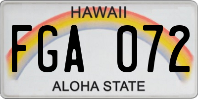 HI license plate FGA072