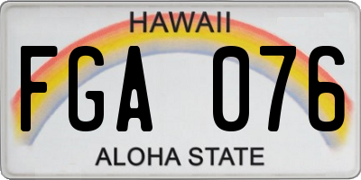 HI license plate FGA076