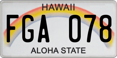 HI license plate FGA078