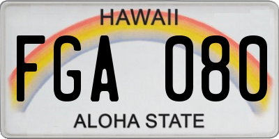 HI license plate FGA080