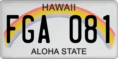 HI license plate FGA081