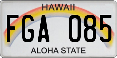 HI license plate FGA085