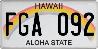 HI license plate FGA092