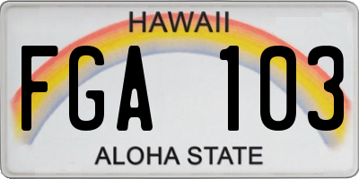 HI license plate FGA103
