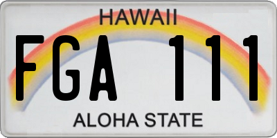 HI license plate FGA111
