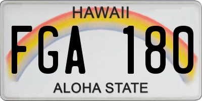 HI license plate FGA180