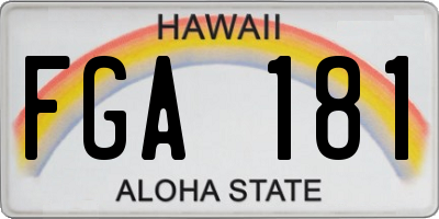 HI license plate FGA181