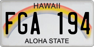 HI license plate FGA194