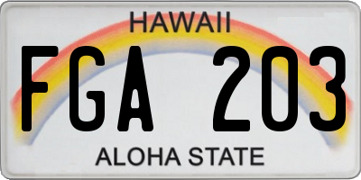 HI license plate FGA203