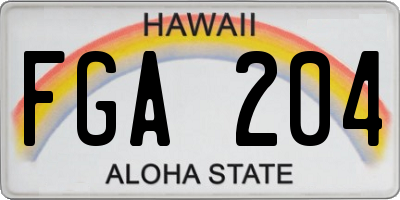 HI license plate FGA204