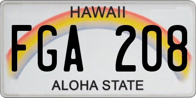 HI license plate FGA208