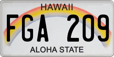HI license plate FGA209
