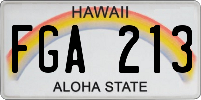 HI license plate FGA213