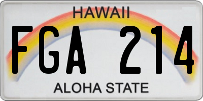 HI license plate FGA214