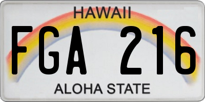 HI license plate FGA216