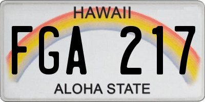 HI license plate FGA217