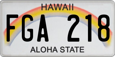 HI license plate FGA218