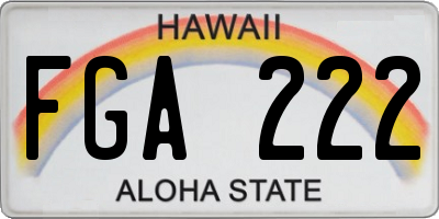 HI license plate FGA222