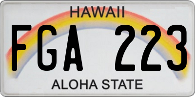 HI license plate FGA223