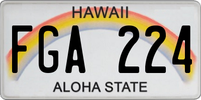 HI license plate FGA224