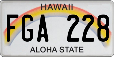HI license plate FGA228