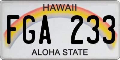 HI license plate FGA233