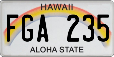 HI license plate FGA235