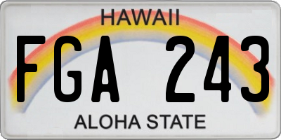 HI license plate FGA243