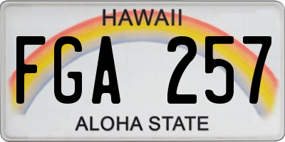 HI license plate FGA257
