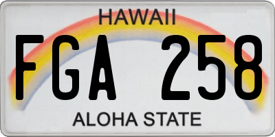 HI license plate FGA258