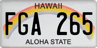 HI license plate FGA265