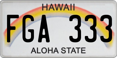 HI license plate FGA333