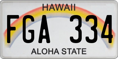 HI license plate FGA334