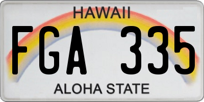 HI license plate FGA335
