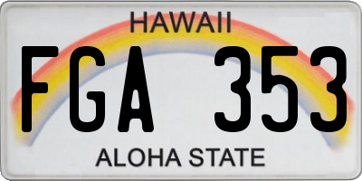 HI license plate FGA353