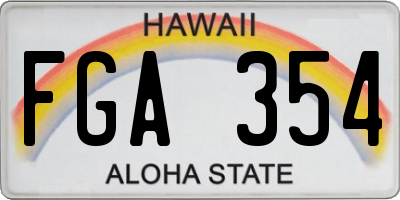 HI license plate FGA354