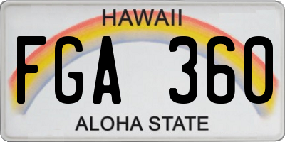 HI license plate FGA360