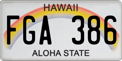 HI license plate FGA386